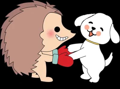 One animal giving another a present