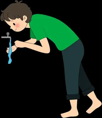 Brushing teeth at the sink