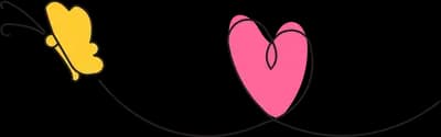 Butterfly trailing a looping line toward a heart