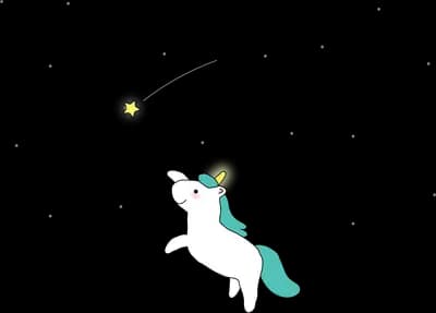 Small unicorn prancing with a star