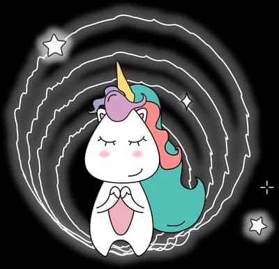 Unicorn sitting with a star above its horn