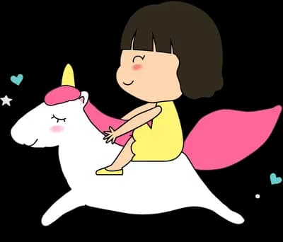 Winged girl riding a galloping unicorn
