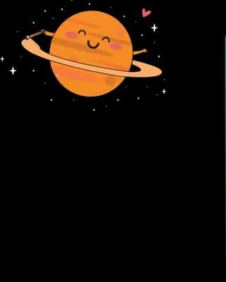 Smiling ringed planet with a heart