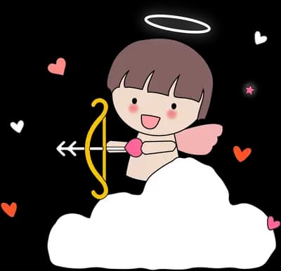 Winged cupid on a cloud drawing a bow