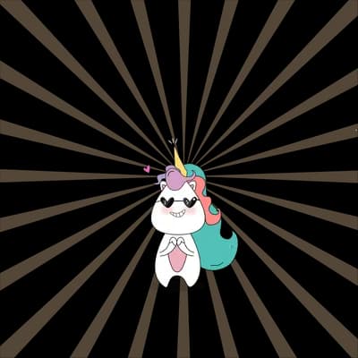 Unicorn in a crown before radiating light beams