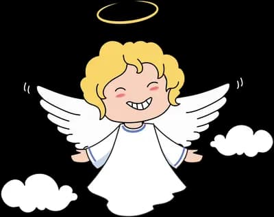 Small angel with a halo standing on a cloud