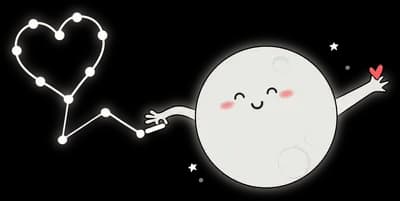 Small grey moon character with an arrow
