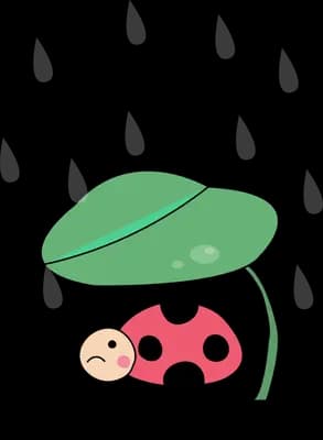 Ladybug sheltering under a green mushroom cap