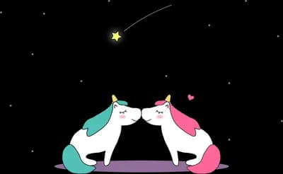 Two unicorns back to back on a pale mound
