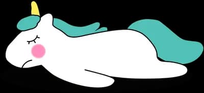 Unicorn lying stretched out with a teal mane