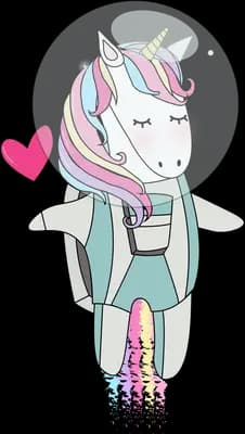 Unicorn in a space helmet with a heart