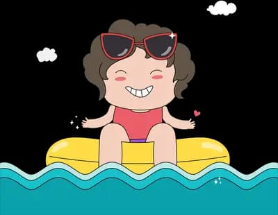 Woman in sunglasses floating on a swim ring in water