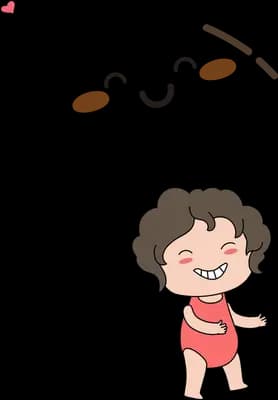 Girl in red standing beneath a floating smiling face