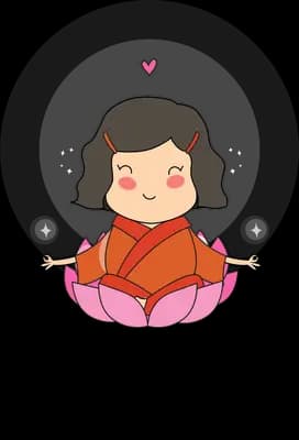 Girl meditating inside a pink lotus flower