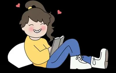 Girl sitting on the floor leaning back with hearts