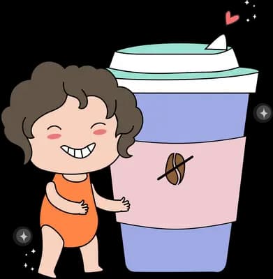 Girl beside an oversized takeaway coffee cup