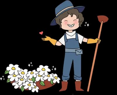 Farmer with a rake standing in a cotton field