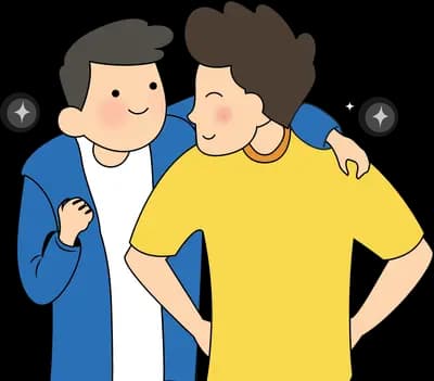 Two men standing shoulder to shoulder