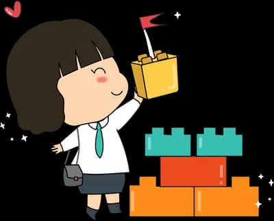 Girl stacking coloured building blocks