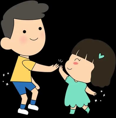 Two children holding hands and spinning together