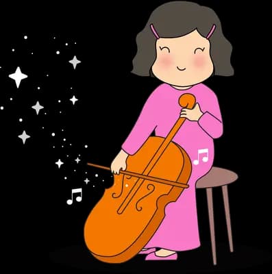 Woman in a sari playing a cello