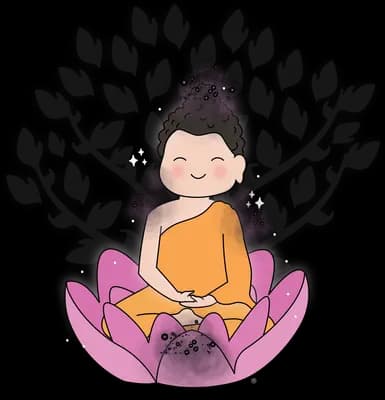 Woman meditating in a pink lotus with incense