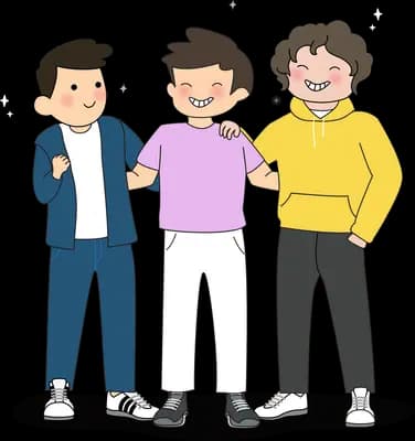 Three men standing arm in arm with drinks