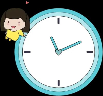 Girl pushing the hands of a large clock