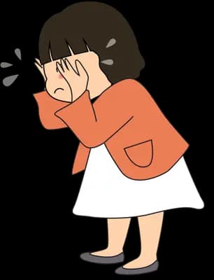 Girl covering her face with one hand