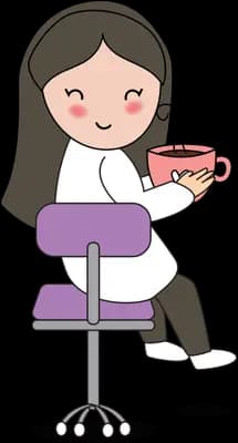 Woman on a stool holding a cupcake