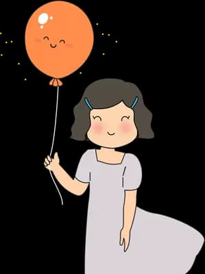 Girl reaching for an orange balloon