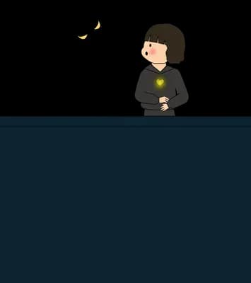 Woman at a dark counter with a plant