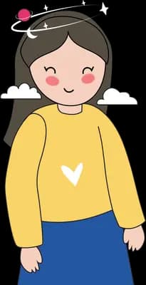 Girl in a heart jumper standing with small wings
