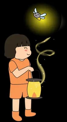 Girl with a lantern beneath a dark glowing orb