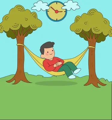 Boy swinging on a swing hung between two trees