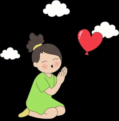 Girl kneeling and reaching after a red heart balloon drifting away
