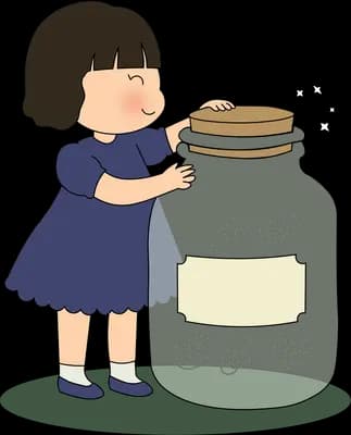 Boy carrying a large corked glass jar with small fish inside