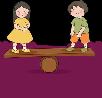 Two children painting a see-saw purple together