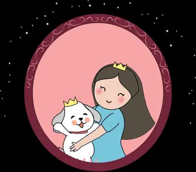 Woman holding her cat inside a decorative pink oval