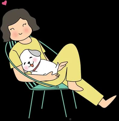 Woman asleep in a chair holding her dog