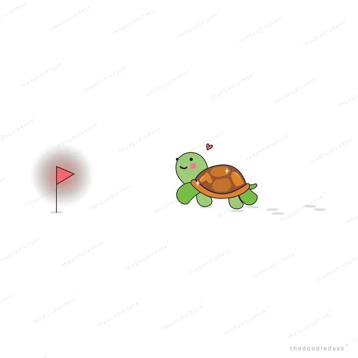 Turtle walking beneath a small red kite