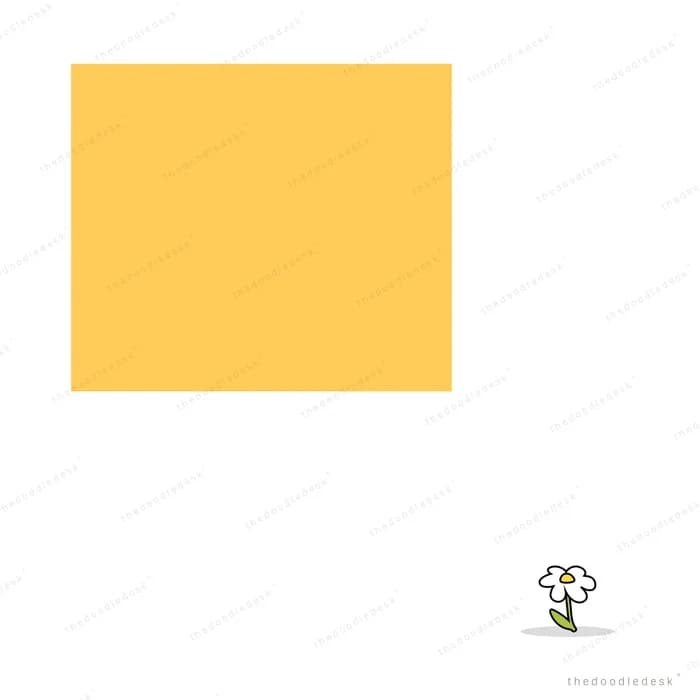 Tiny mouse beneath a large yellow block of colour