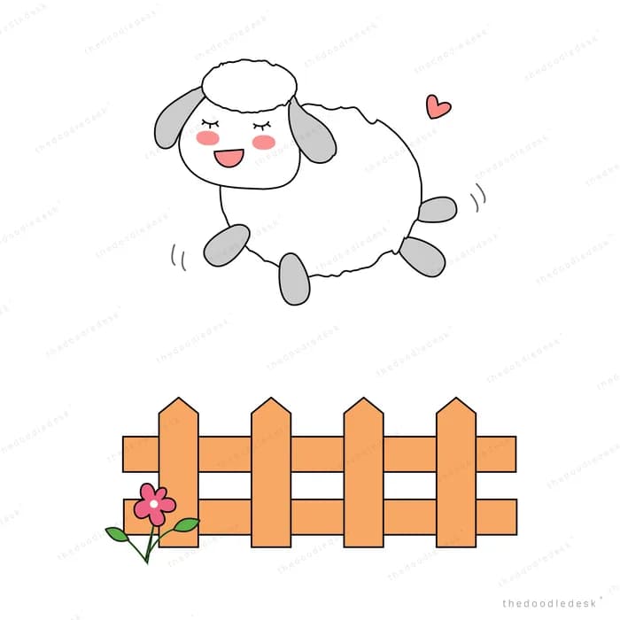 Sheep leaping over a wooden fence
