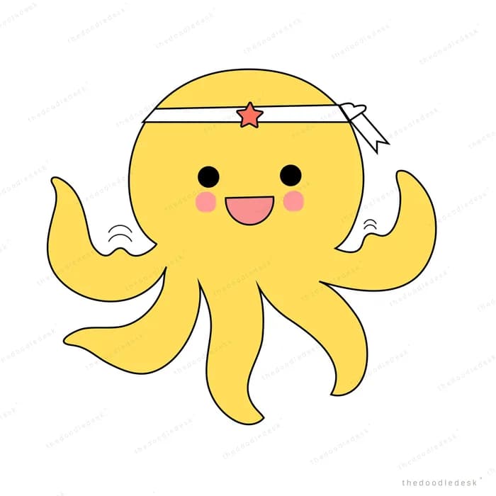 Yellow octopus with a small crown
