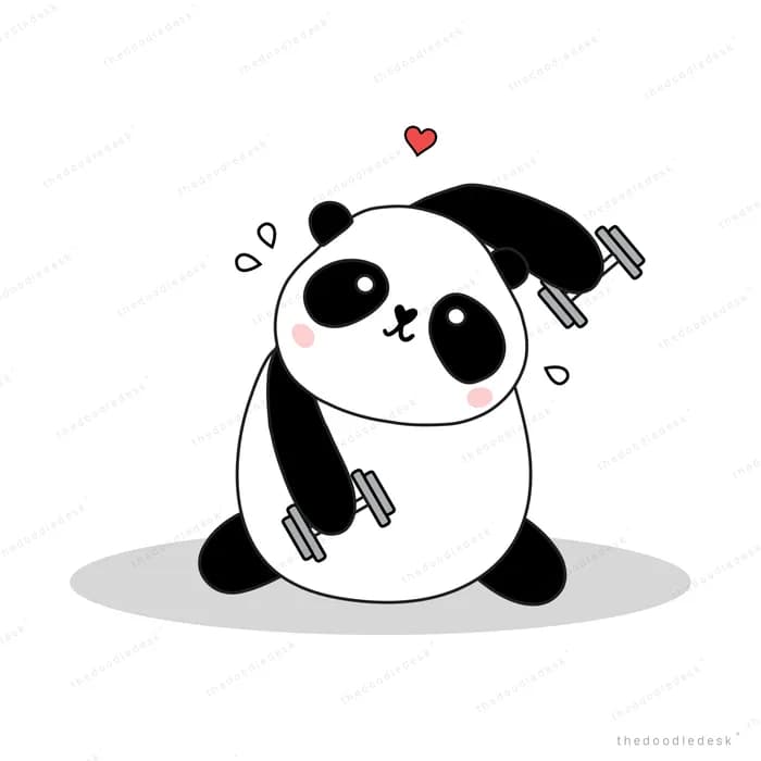 Panda standing with arms raised and a heart above