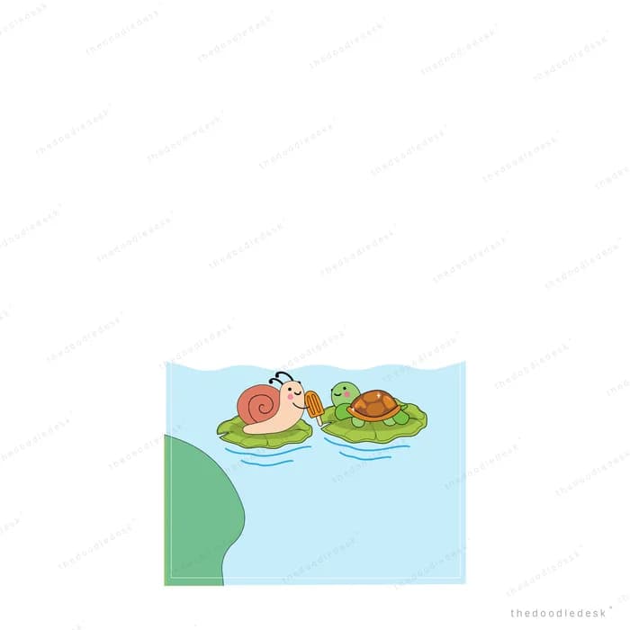 Two ducks swimming on a pale blue pond