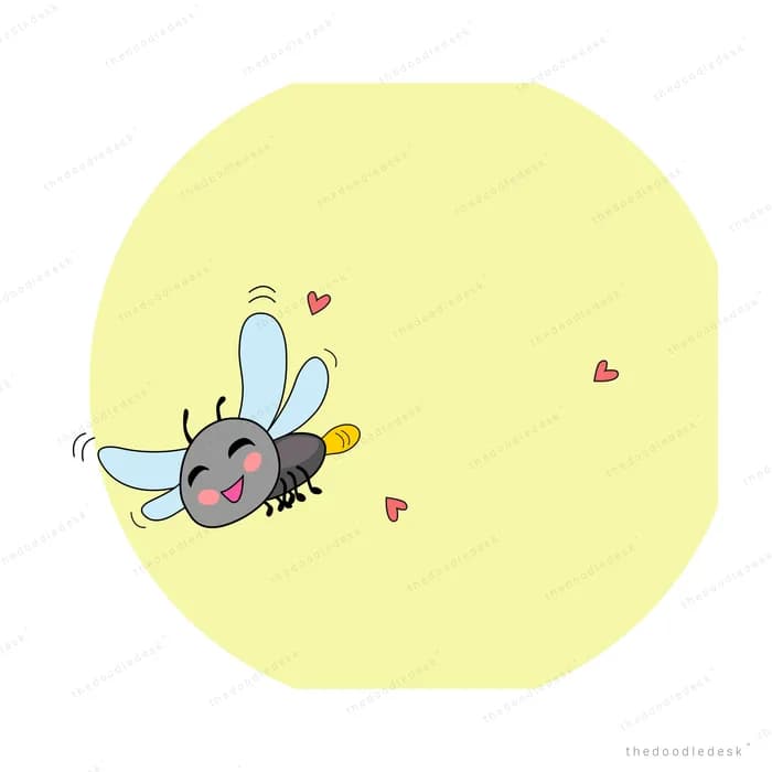 Insect hovering in a warm patch of light