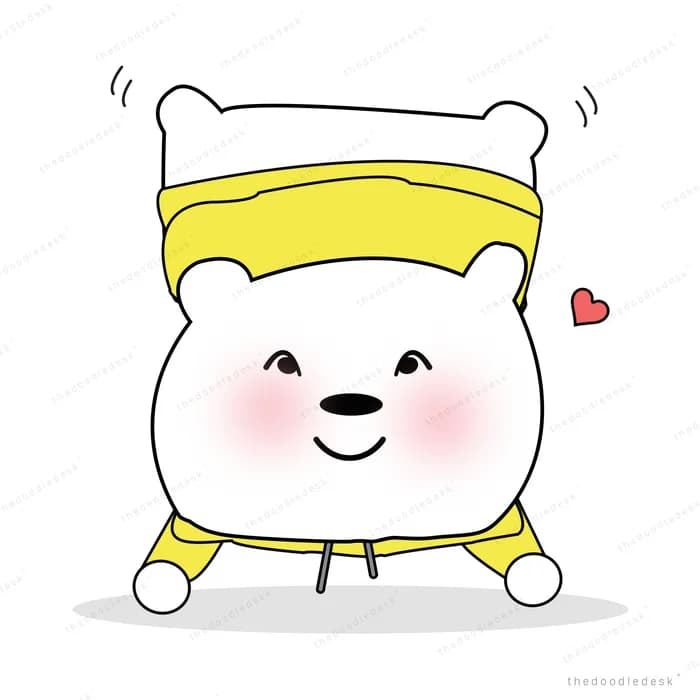 White bear in a yellow cap standing plainly