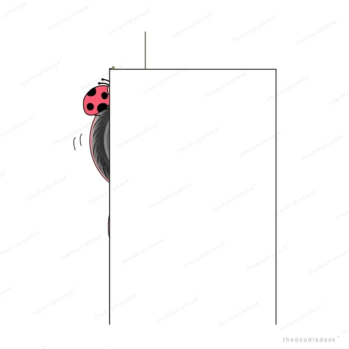 Ladybug beside a large blank panel