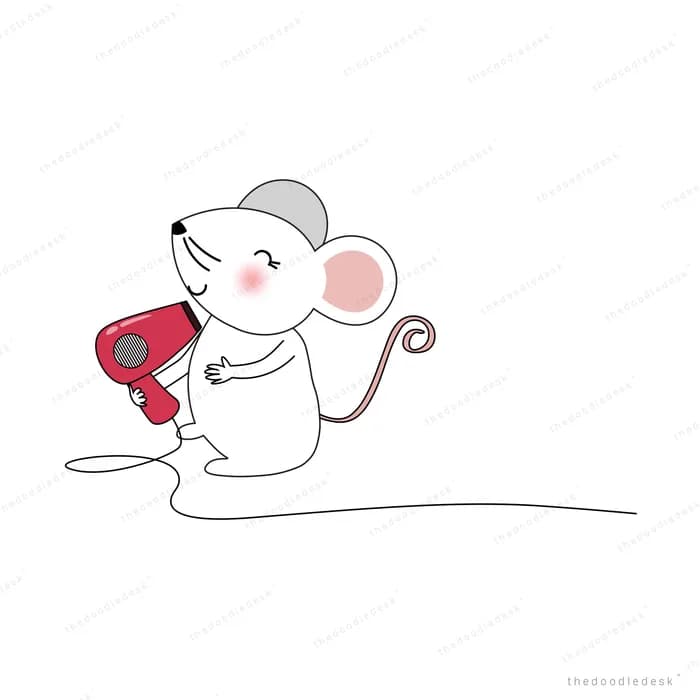 Mouse carrying a red heart while walking